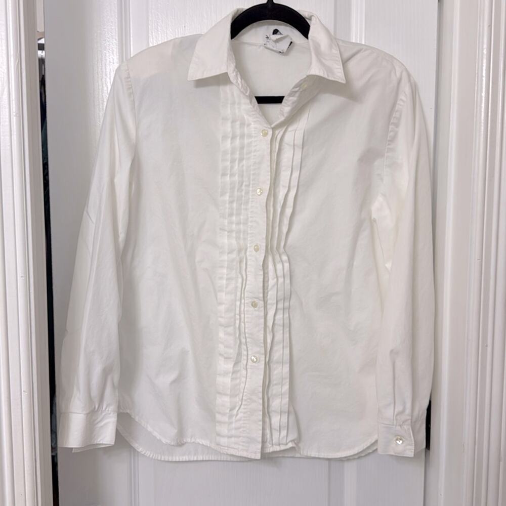 Ali miles white button down top with shoulder pads size medium y2k vintage
